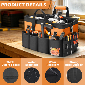 Factory <b>Tool</b> Tote 28-Pocket Portable Handheld <b>Tool</b> Organizer Electrician Repair Zipper Closure <b>Tool</b> <b>Bag</b> - Product Image 4