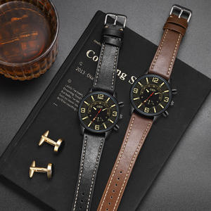 Simple business men's watch premium genuine leather <b>waterproof</b> quartz <b>wristwatch</b> - Product Image 3