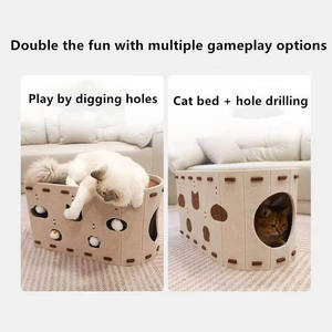 Double-Layer Integrated Eco-friendly Classic Style <b>Cat</b> Scratching Board Wear-Resistant Non-Shedding Felt <b>Cat</b> House Pet House All - Product Image 6