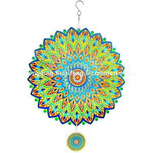 Molino de Viento Mandala LED de 12 Pulgadas, 3D, de Acero Inoxidable, con Energía Solar, Resistente al Agua, para Decoración de Jardín, Venta al Por Mayor - Product Image 1