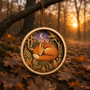 Custom 3D Shadow-Box Sleeping Fox Ornament, Multi-Layer Poplar Plywood, CPSC Compliant, DDP