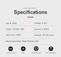 Feux de tracteur personnalisables en usine, LED 4 pouces 50W, projecteur et diffuseur, 12V pour John Deere, New Holland, Valtra, Caterpillar, Gehl, Komatsu