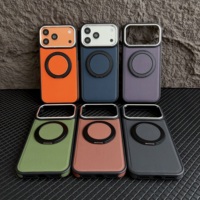 Étui de téléphone portable de luxe en cuir PU antichoc avec anneau magnétique rotatif à 360 degrés pour iPhone 15 16 17 Pro Max