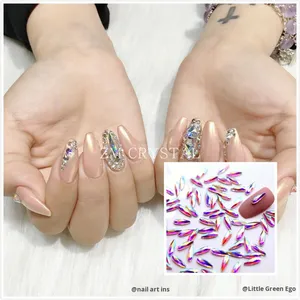 売れ筋ABカラーネイルアートラインストーンホットフィックスフラットバック不規則な形のラインストーンステッカーカラーガラスネイル - Product Image 1