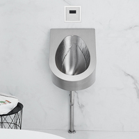 Urinario de Acero Inoxidable SUS304 Montado en la Pared con Sensor, Descarga Automática Sin Contacto, Accesorio de Baño Comercial Resistente al Vandalismo