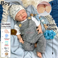 18 Zoll flexible schlafende Reborn-Puppe mit offenem Mund, kuschelige, lebensechte Ganzkörper-Silikon-Reborn-Puppe, Muñeca für Kinder-Rollenspiele
