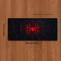 Tapis de bureau grand format avec logo Spider-Web rouge et noir, antidérapant, base en caoutchouc durable, accessoire de bureau résistant aux taches pour souris de jeu