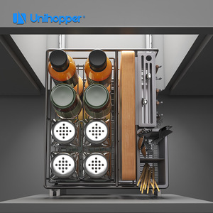 Cesta extraíble de doble capa para condimentos Unihopper, acero laminado en frío, estante de almacenamiento moderno para gabinete de cocina - Product Image 3