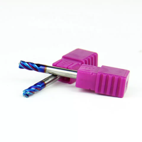 Fraise à queue en carbure à un seul tranchant et 4 cannelures HRC65, à rayon d'angle, outils de coupe CNC, revêtement AITiSiN, disponible en OEM, 3-20mm