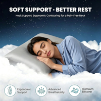 Oreiller de lit moderne en tissu polyester solide, garnissage en fibres de silicone, rafraîchissant, respirant, portable, avec housse amovible et lavable pour le cou