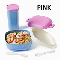 Mignonne boîte à lunch Bento en plastique à 2 couches chauffante pour micro-ondes 750ML avec bouteille d'eau étanche pour enfants