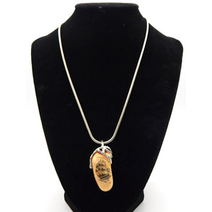 Catena di serpente in argento Sterling 925 con bellissimo ciondolo Scrimshaw della nave - Product Image 1