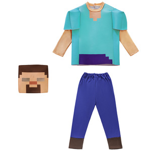 Disfraz de Steve de Minecraft para niños, traje de cosplay para juegos de rol, verano 2024, para actuaciones en escenario - Product Image 2