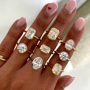 Bague de fiançailles personnalisée en or jaune massif 14 carats avec moissanite GRA, design tendance, bijoux, bague de mariage pour femmes, bagues fines - Product Image 1