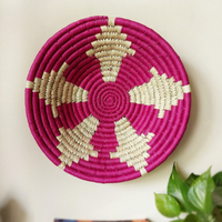 Panier mural rond en jonc de mer tressé à la main, style Art Déco, pour décoration murale de salon, chambre et maison - Vente en gros