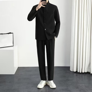 Abito Casual con colletto rialzato Zhongshan <span class=keywords><strong>Blazer</strong></span> <span class=keywords><strong>doppiopetto</strong></span> da <span class=keywords><strong>uomo</strong></span> con chiusura a bottone per pantaloni antimosca abbigliamento per adulti taglie forti - Product Image 5