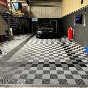 Alta resistência à tração portátil plástico garagem piso telhas modulares anti slip PP piso mat ralo ralar para car wash room shop