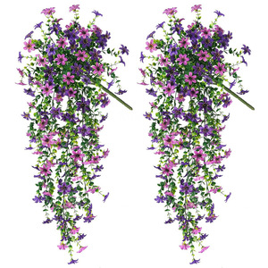 Bouquet de fleurs artificielles en soie et plastique, vigne violette Ruyin, plante suspendue pour la décoration de la maison et du jardin - Product Image 5