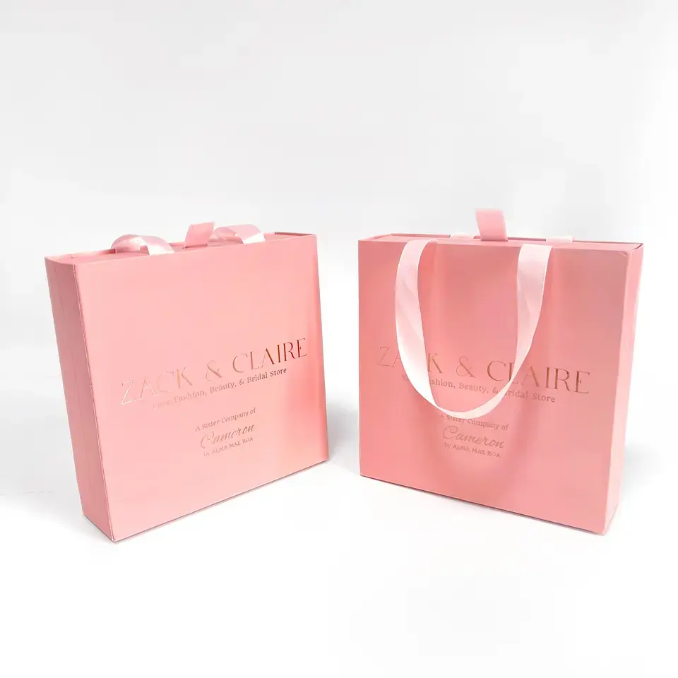 Bonudy boîte d'emballage en papier coulissant ongles Logo personnalisé bijoux rose velours pochette sacs coulissants boîtes à bijoux pour boucle d'oreille Bracelet