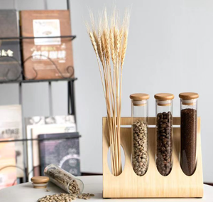 Tre trong suốt Ống nghiệm thủy tinh giá với Jar cà phê đậu hoa trà con dấu Jar sữa trà cửa hàng khô hàng hóa hiển thị đứng - Product Image 2