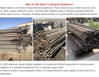 Machine de séparation de radiateurs industrielle automatique à haute productivité certifiée CE pour le recyclage des radiateurs en aluminium et en cuivre