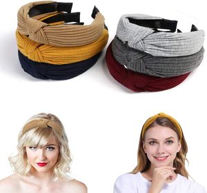 Diadema coreana de tela con borde ancho y nudos, diademas de cintura alta para mujer - Product Image 4