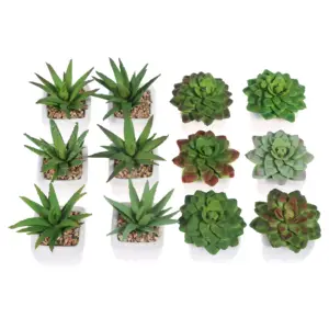 12cm 인공 미니 즙이 많은 식물 판매 화이트 세라믹 냄비에 가짜 Succulents