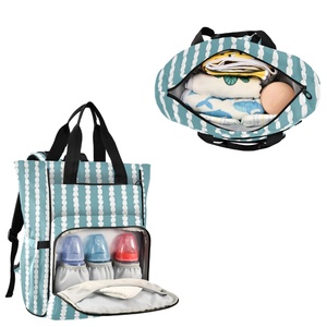 Hawaiian Blue Crown Flower Print Custom Slot Insulated Pocket Travel Waterproof Women Mummy Bag <b>Backpack</b> with Luggage Straps - Product Image 2