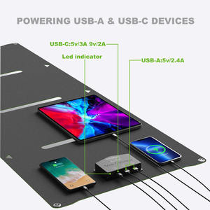 Panneau solaire pliable portable <span class=keywords><strong>CTECHi</strong></span> 30W, léger, avec sac de transport, pour extérieur, 12V USB Type-C ETFE, générateur solaire DC pour le camping - Product Image 5