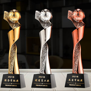 โลกโลกถ้วยรางวัลที่กำหนดเองชุบทองคริสตัลรางวัลบริษัทครบรอบของที่ระลึกรางวัล - Product Image 2