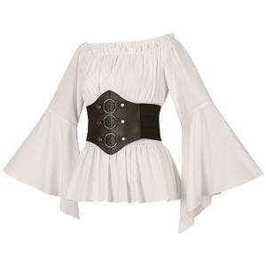 Chemise à volants smockée à la taille, style bohème, <span class=keywords><strong>pirate</strong></span>, femme, médiévale, victorienne, avec ceinture, ensemble WDEC-025, toute nouvelle collection 2024 - Product Image 4