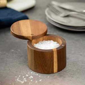 Wooden Salt Shaker Solid Wood With Lid Kitchen <b>Spice</b> <b>Jar</b> For Seasoning Storage - Product Image 1