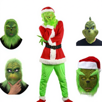 Costume de monstre vert en fourrure de Noël Echo Grinch avec masque