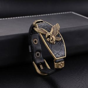 Men's Stylish Viking <b>Leather</b> Wrap <b>Bracelets</b> Rock Punk Eagle Charm Male Wrist Jewelry Length Adjustable <b>Bracelet</b> - Product Image 4