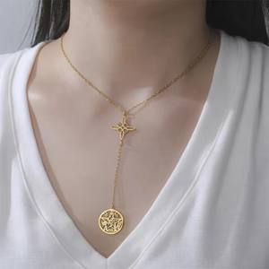 Tétragramme Pentacle Collier En Acier Inoxydable Sorcière Sacrée Noeud Pendentif Chaîne Salomon Sceau Amulette Bijoux Cadeaux - Product Image 1