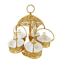 Boîte à fruits créative de style européen haut de gamme avec incrustations dorées, plateau à fruits rotatif en forme de parapluie pour la décoration de la maison et des hôtels - Vente directe usine