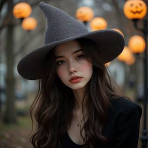Chapeau de sorcière à rayures Halloween pliable femme/homme tricoté en laine pêcheur casquette de fête pêche appropriée à la plage affaires en plein air - Product Image 2