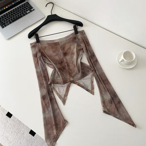 Camicette <span class=keywords><strong>Vintage</strong></span> a Maniche Lunghe in Rete per Donna, Camicie Tinta Unita, <span class=keywords><strong>Top</strong></span> Retrò, Abbigliamento Femminile all'Ingrosso - Product Image 4