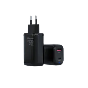 Carregador rápido de parede adaptador de saída múltipla USB-C USB-A para celular, portátil, fábrica de viagens 65W PD para Macbook, UE, EUA, Reino Unido