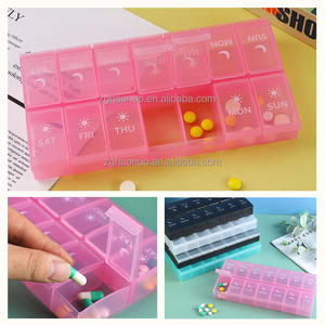 Usine de gros Simple grande capacité hebdomadaire médecine boîte de rangement 7 jours 2 rangées 14 compartiments <span class=keywords><strong>matin</strong></span> <span class=keywords><strong>soir</strong></span> <span class=keywords><strong>pilulier</strong></span> - Product Image 2