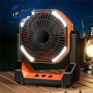 8000mAh recargable alimentado por batería retráctil acampar al aire libre de pie/ventilador de techo con iluminación