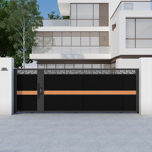 Porte coulissante de cour en alliage d'aluminium, style minimaliste moderne, porte de jardin intelligente électrique pour villa, porte de garage automatique pour communauté - Product Image 5