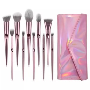 Ensemble professionnel de pinceaux de maquillage pour les yeux, poils synthétiques, pinceaux éventail, pour le visage, l'eye-liner, le rasage, 10 pièces/ensemble - Product Image 3