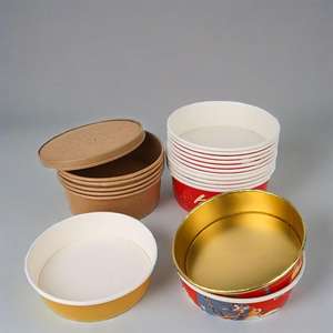 Bol à salade en papier kraft de qualité alimentaire, tasse à soupe dorée, 8oz 10oz 12oz 14oz 16oz 26oz 32oz, bol en papier pour salade avec couvercle - Product Image 3