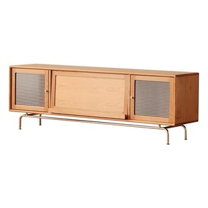 Mueble de TV de madera maciza nórdica, mueble de almacenamiento de 180x40x65cm para sala de estar, color madera natural - Product Image 4