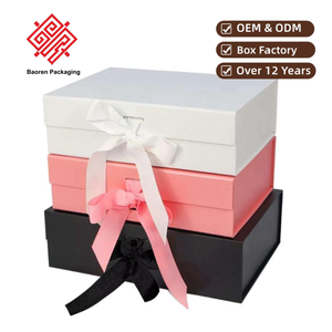 Boîtes pliantes en carton auto-érectables Baoren, blanches, roses et noires, vente en gros, fermeture magnétique pliable, qualité supérieure, petite entreprise - Product Image 2