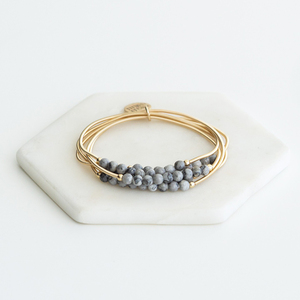 Natural Stone <strong>Agate</strong> Beaded Guitar <strong>String</strong> Bracelet Stacks,Stainless Steel Memory Spring Bracelets Set - Product Image 4