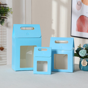 Hộp quà màu đơn giản cửa sổ mở đơn giản xách tay tự Hỗ trợ giấy kraft bên bao bì trang trí túi - Product Image 4