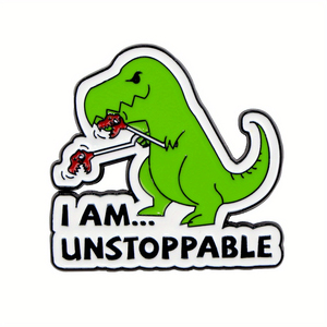 Insignia Esmaltada con un Dinosaurio Imparable - un Broche Divertido y Motivacional Estilo Anime, Perfecto para Mochilas y Bolsos - Product Image 3