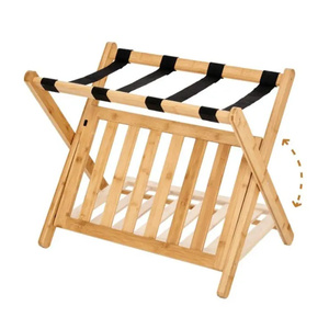 <span class=keywords><strong>Porte</strong></span>-bagages pliant en <span class=keywords><strong>bois</strong></span> à 2 niveaux, support de <span class=keywords><strong>valise</strong></span> en bambou pour chambre d'hôtel avec sangles noires, offre spéciale - Product Image 5
